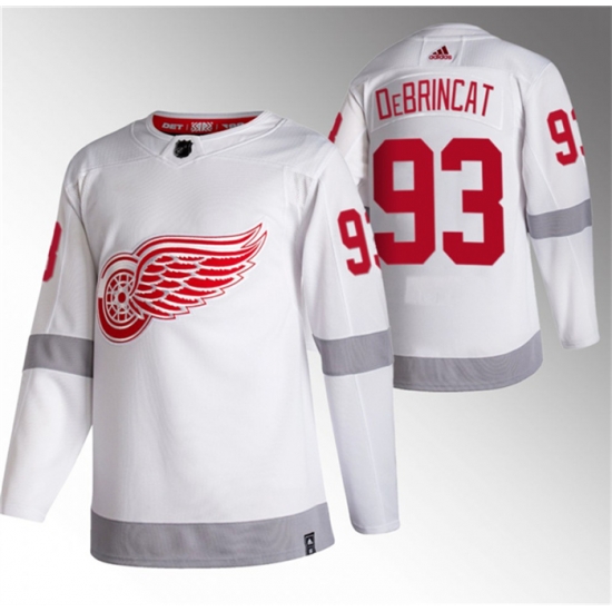 Men Detroit Red Wings 93 Alex DeBrincat White 2020 21 Reverse Retro Stitched Jersey Men Detroit Red Wings 93 Alex DeBrincat White 2020 21 Reverse Retro Stitched Jersey