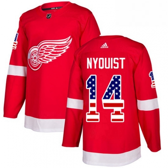 Mens Adidas Detroit Red Wings 14 Gustav Nyquist Authentic Red USA Flag Fashion NHL Jersey Mens Adidas Detroit Red Wings 14 Gustav Nyquist Authentic Red USA Flag Fashion NHL Jersey