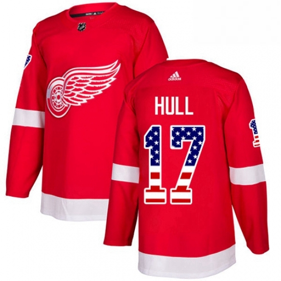 Mens Adidas Detroit Red Wings 17 Brett Hull Authentic Red USA Flag Fashion NHL Jersey Mens Adidas Detroit Red Wings 17 Brett Hull Authentic Red USA Flag Fashion NHL Jersey