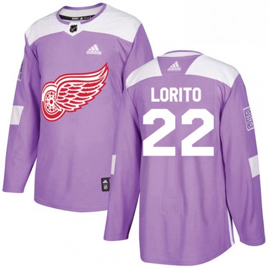 Mens Adidas Detroit Red Wings 22 Matthew Lorito Authentic Purple Fights Cancer Practice NHL Jersey Mens Adidas Detroit Red Wings 22 Matthew Lorito Authentic Purple Fights Cancer Practice NHL Jersey
