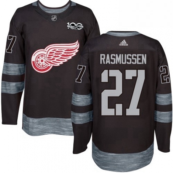 Mens Adidas Detroit Red Wings 27 Michael Rasmussen Authentic Black 1917 2017 100th Anniversary NHL Jersey Mens Adidas Detroit Red Wings 27 Michael Rasmussen Authentic Black 1917 2017 100th Anniversary NHL Jersey