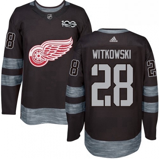 Mens Adidas Detroit Red Wings 28 Luke Witkowski Authentic Black 1917 2017 100th Anniversary NHL Jersey Mens Adidas Detroit Red Wings 28 Luke Witkowski Authentic Black 1917 2017 100th Anniversary NHL Jersey