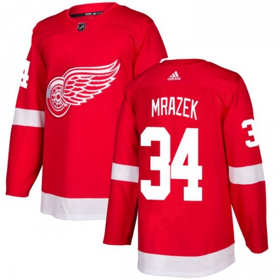 Mens Adidas Detroit Red Wings 34 Petr Mrazek Authentic Red Home NHL Jersey Mens Adidas Detroit Red Wings 34 Petr Mrazek Authentic Red Home NHL Jersey