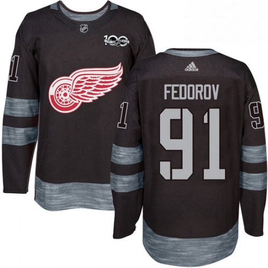 Mens Adidas Detroit Red Wings 91 Sergei Fedorov Authentic Black 1917 2017 100th Anniversary NHL Jersey Mens Adidas Detroit Red Wings 91 Sergei Fedorov Authentic Black 1917 2017 100th Anniversary NHL Jersey