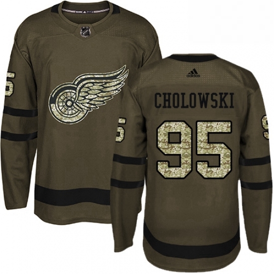 Mens Adidas Detroit Red Wings 95 Dennis Cholowski Premier Green Salute to Service NHL Jersey Mens Adidas Detroit Red Wings 95 Dennis Cholowski Premier Green Salute to Service NHL Jersey