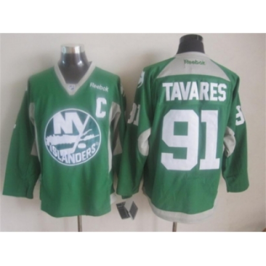 NHL New York Islanders #91 John Tavares Training green jerseys NHL New York Islanders #91 John Tavares Training green jerseys