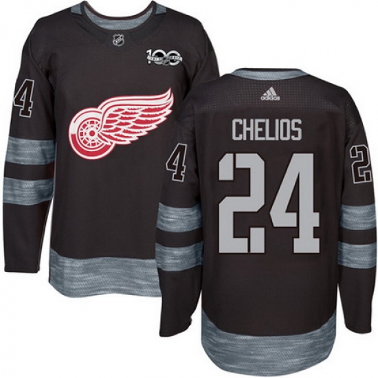 Red Wings #24 Chris Chelios Black 1917 2017 100th Anniversary Stitched NHL Jersey Red Wings #24 Chris Chelios Black 1917 2017 100th Anniversary Stitched NHL Jersey