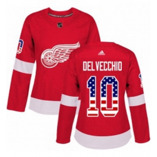 Womens Adidas Detroit Red Wings 10 Alex Delvecchio Authentic Red USA Flag Fashion NHL Jersey Womens Adidas Detroit Red Wings 10 Alex Delvecchio Authentic Red USA Flag Fashion NHL Jersey