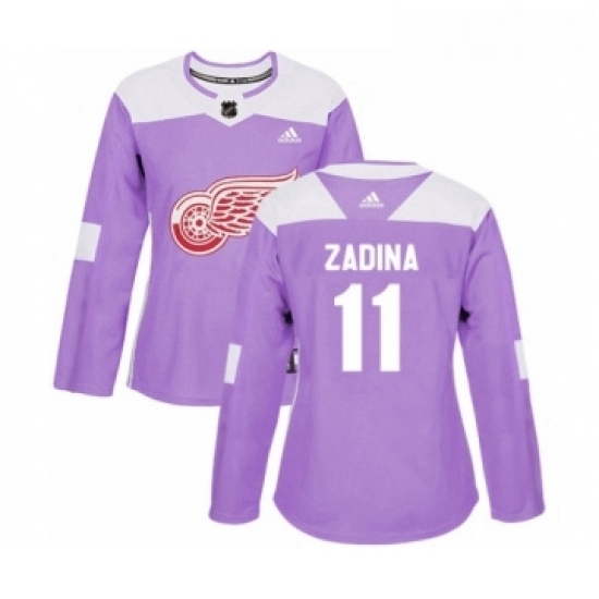 Womens Adidas Detroit Red Wings 11 Filip Zadina Authentic Purple Fights Cancer Practice NHL Jersey Womens Adidas Detroit Red Wings 11 Filip Zadina Authentic Purple Fights Cancer Practice NHL Jersey