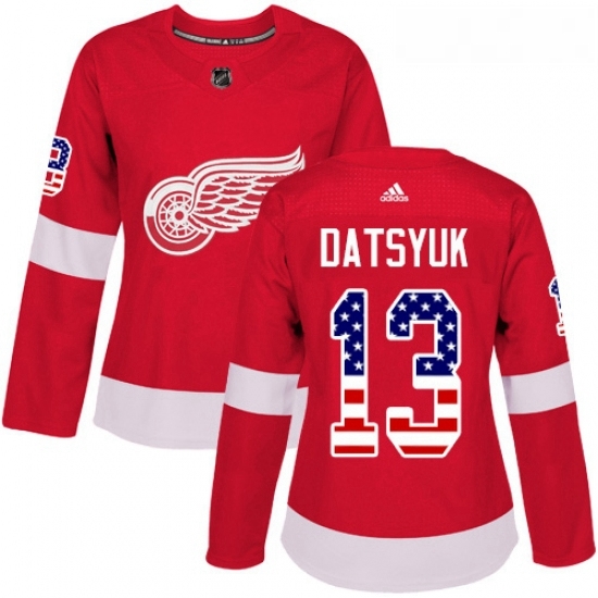 Womens Adidas Detroit Red Wings 13 Pavel Datsyuk Authentic Red USA Flag Fashion NHL Jersey Womens Adidas Detroit Red Wings 13 Pavel Datsyuk Authentic Red USA Flag Fashion NHL Jersey