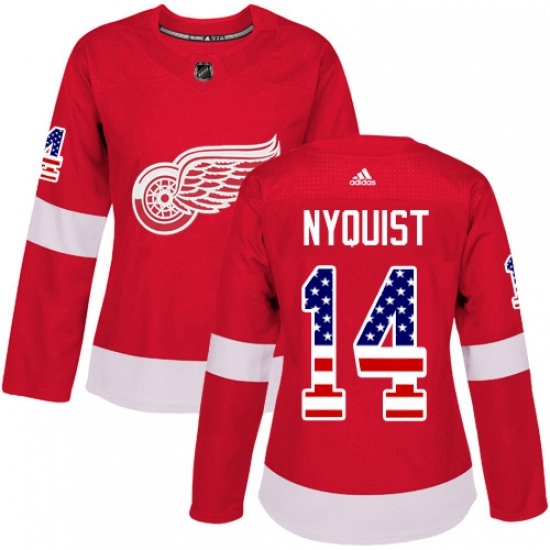 Womens Adidas Detroit Red Wings 14 Gustav Nyquist Authentic Red USA Flag Fashion NHL Jersey Womens Adidas Detroit Red Wings 14 Gustav Nyquist Authentic Red USA Flag Fashion NHL Jersey