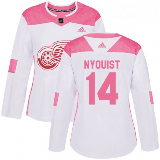 Womens Adidas Detroit Red Wings 14 Gustav Nyquist Authentic WhitePink Fashion NHL Jersey Womens Adidas Detroit Red Wings 14 Gustav Nyquist Authentic WhitePink Fashion NHL Jersey