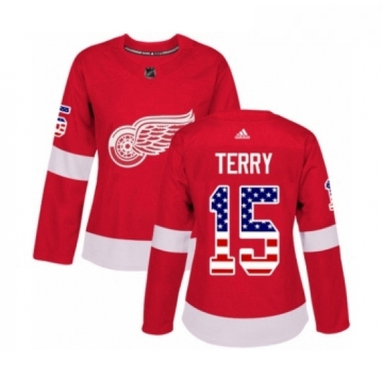 Womens Adidas Detroit Red Wings 15 Chris Terry Authentic Red USA Flag Fashion NHL Jersey Womens Adidas Detroit Red Wings 15 Chris Terry Authentic Red USA Flag Fashion NHL Jersey