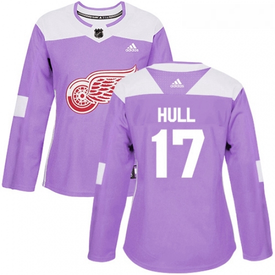 Womens Adidas Detroit Red Wings 17 Brett Hull Authentic Purple Fights Cancer Practice NHL Jersey Womens Adidas Detroit Red Wings 17 Brett Hull Authentic Purple Fights Cancer Practice NHL Jersey