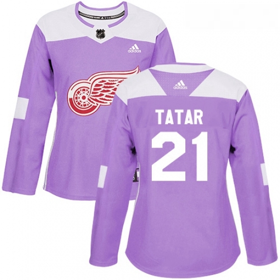 Womens Adidas Detroit Red Wings 21 Tomas Tatar Authentic Purple Fights Cancer Practice NHL Jersey Womens Adidas Detroit Red Wings 21 Tomas Tatar Authentic Purple Fights Cancer Practice NHL Jersey