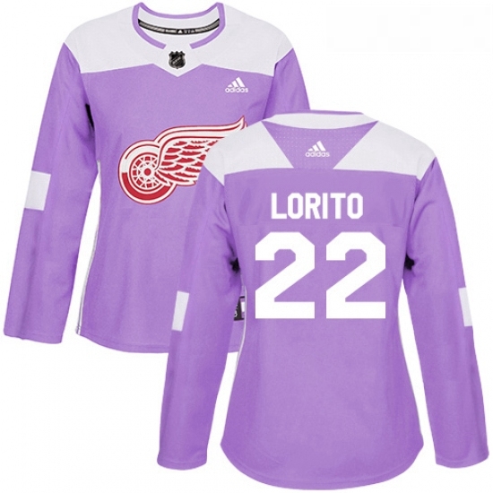 Womens Adidas Detroit Red Wings 22 Matthew Lorito Authentic Purple Fights Cancer Practice NHL Jersey Womens Adidas Detroit Red Wings 22 Matthew Lorito Authentic Purple Fights Cancer Practice NHL Jersey