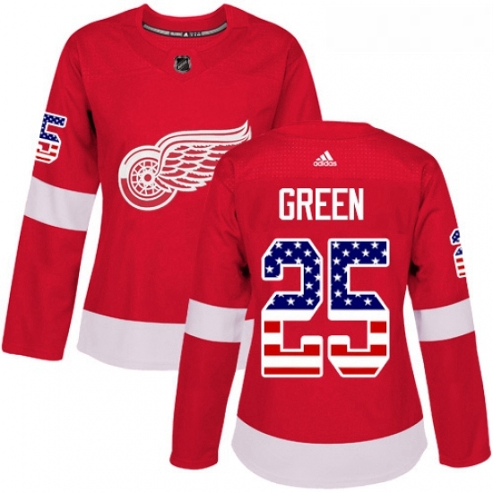 Womens Adidas Detroit Red Wings 25 Mike Green Authentic Red USA Flag Fashion NHL Jersey Womens Adidas Detroit Red Wings 25 Mike Green Authentic Red USA Flag Fashion NHL Jersey