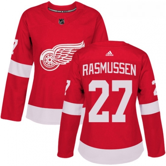 Womens Adidas Detroit Red Wings 27 Michael Rasmussen Authentic Red Home NHL Jersey Womens Adidas Detroit Red Wings 27 Michael Rasmussen Authentic Red Home NHL Jersey