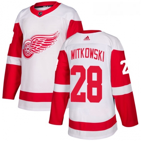 Womens Adidas Detroit Red Wings 28 Luke Witkowski Authentic White Away NHL Jersey Womens Adidas Detroit Red Wings 28 Luke Witkowski Authentic White Away NHL Jersey