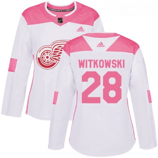 Womens Adidas Detroit Red Wings 28 Luke Witkowski Authentic WhitePink Fashion NHL Jersey Womens Adidas Detroit Red Wings 28 Luke Witkowski Authentic WhitePink Fashion NHL Jersey