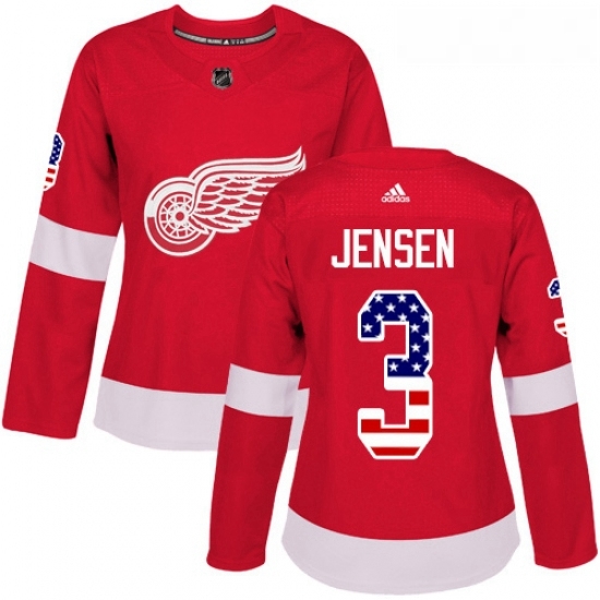 Womens Adidas Detroit Red Wings 3 Nick Jensen Authentic Red USA Flag Fashion NHL Jersey Womens Adidas Detroit Red Wings 3 Nick Jensen Authentic Red USA Flag Fashion NHL Jersey