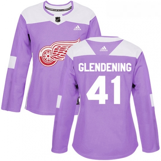 Womens Adidas Detroit Red Wings 41 Luke Glendening Authentic Purple Fights Cancer Practice NHL Jersey Womens Adidas Detroit Red Wings 41 Luke Glendening Authentic Purple Fights Cancer Practice NHL Jersey