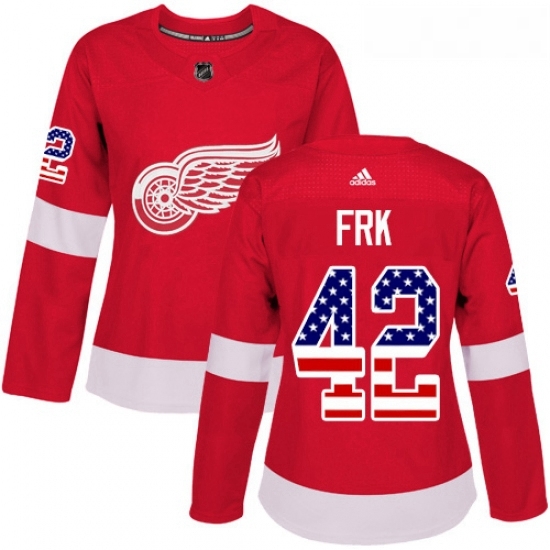 Womens Adidas Detroit Red Wings 42 Martin Frk Authentic Red USA Flag Fashion NHL Jersey Womens Adidas Detroit Red Wings 42 Martin Frk Authentic Red USA Flag Fashion NHL Jersey