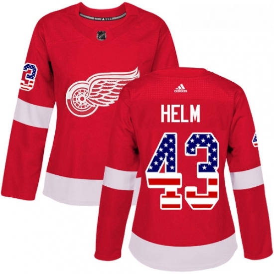 Womens Adidas Detroit Red Wings 43 Darren Helm Authentic Red USA Flag Fashion NHL Jersey Womens Adidas Detroit Red Wings 43 Darren Helm Authentic Red USA Flag Fashion NHL Jersey