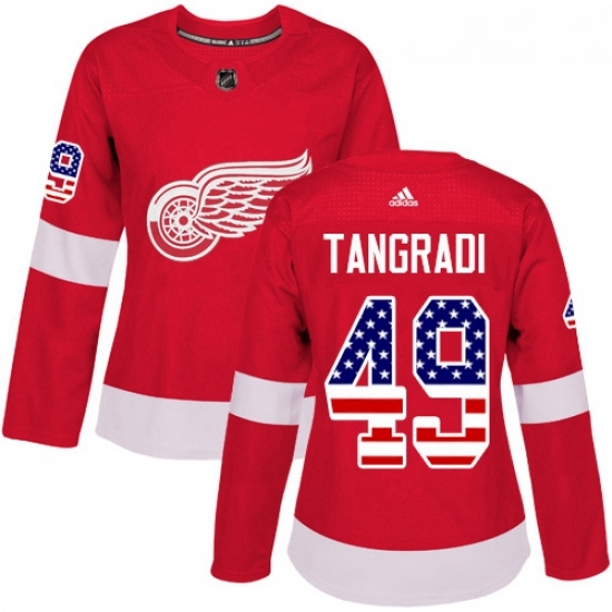 Womens Adidas Detroit Red Wings 49 Eric Tangradi Authentic Red USA Flag Fashion NHL Jersey Womens Adidas Detroit Red Wings 49 Eric Tangradi Authentic Red USA Flag Fashion NHL Jersey