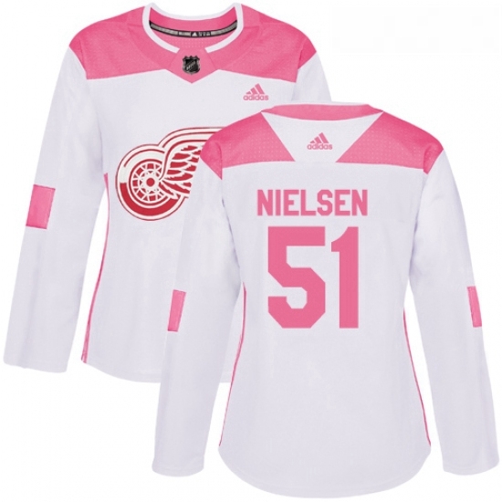 Womens Adidas Detroit Red Wings 51 Frans Nielsen Authentic WhitePink Fashion NHL Jersey Womens Adidas Detroit Red Wings 51 Frans Nielsen Authentic WhitePink Fashion NHL Jersey