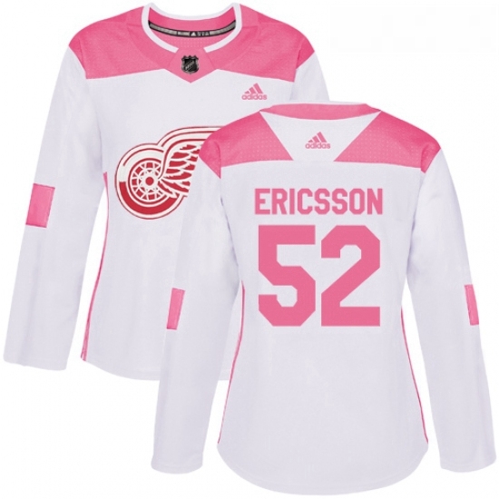 Womens Adidas Detroit Red Wings 52 Jonathan Ericsson Authentic WhitePink Fashion NHL Jersey Womens Adidas Detroit Red Wings 52 Jonathan Ericsson Authentic WhitePink Fashion NHL Jersey