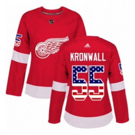Womens Adidas Detroit Red Wings 55 Niklas Kronwall Authentic Red USA Flag Fashion NHL Jersey Womens Adidas Detroit Red Wings 55 Niklas Kronwall Authentic Red USA Flag Fashion NHL Jersey