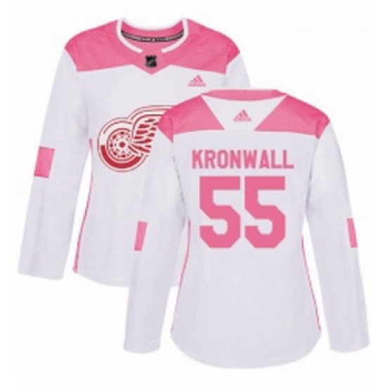 Womens Adidas Detroit Red Wings 55 Niklas Kronwall Authentic WhitePink Fashion NHL Jersey Womens Adidas Detroit Red Wings 55 Niklas Kronwall Authentic WhitePink Fashion NHL Jersey