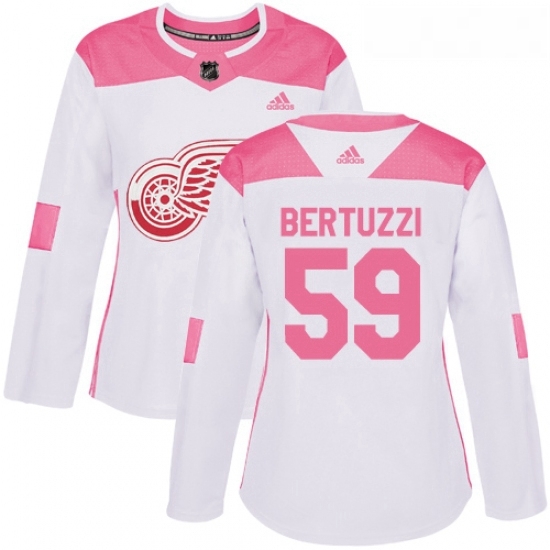 Womens Adidas Detroit Red Wings 59 Tyler Bertuzzi Authentic WhitePink Fashion NHL Jersey Womens Adidas Detroit Red Wings 59 Tyler Bertuzzi Authentic WhitePink Fashion NHL Jersey
