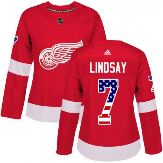 Womens Adidas Detroit Red Wings 7 Ted Lindsay Authentic Red USA Flag Fashion NHL Jersey Womens Adidas Detroit Red Wings 7 Ted Lindsay Authentic Red USA Flag Fashion NHL Jersey