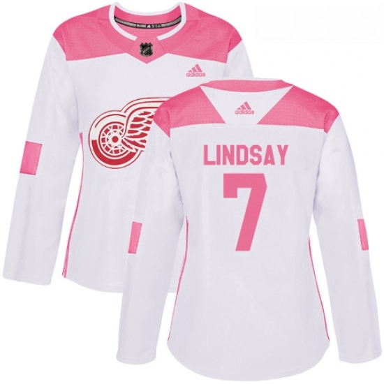 Womens Adidas Detroit Red Wings 7 Ted Lindsay Authentic WhitePink Fashion NHL Jersey Womens Adidas Detroit Red Wings 7 Ted Lindsay Authentic WhitePink Fashion NHL Jersey