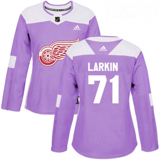 Womens Adidas Detroit Red Wings 71 Dylan Larkin Authentic Purple Fights Cancer Practice NHL Jersey Womens Adidas Detroit Red Wings 71 Dylan Larkin Authentic Purple Fights Cancer Practice NHL Jersey