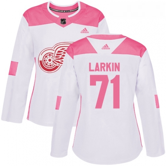 Womens Adidas Detroit Red Wings 71 Dylan Larkin Authentic WhitePink Fashion NHL Jersey Womens Adidas Detroit Red Wings 71 Dylan Larkin Authentic WhitePink Fashion NHL Jersey
