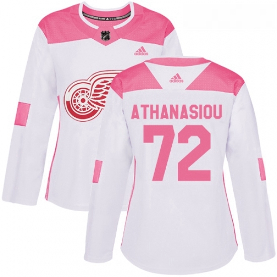 Womens Adidas Detroit Red Wings 72 Andreas Athanasiou Authentic WhitePink Fashion NHL Jersey Womens Adidas Detroit Red Wings 72 Andreas Athanasiou Authentic WhitePink Fashion NHL Jersey