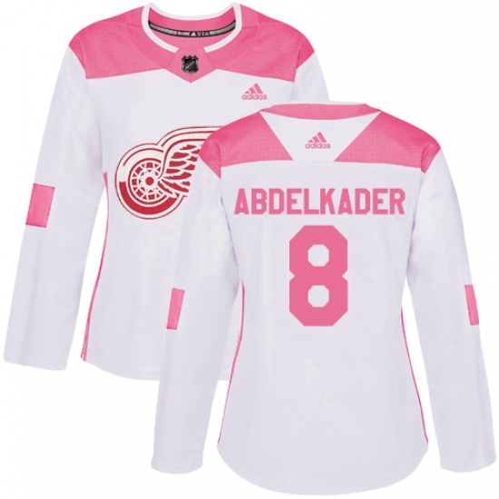 Womens Adidas Detroit Red Wings 8 Justin Abdelkader Authentic WhitePink Fashion NHL Jersey Womens Adidas Detroit Red Wings 8 Justin Abdelkader Authentic WhitePink Fashion NHL Jersey