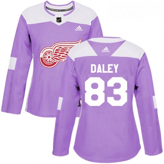 Womens Adidas Detroit Red Wings 83 Trevor Daley Authentic Purple Fights Cancer Practice NHL Jersey Womens Adidas Detroit Red Wings 83 Trevor Daley Authentic Purple Fights Cancer Practice NHL Jersey
