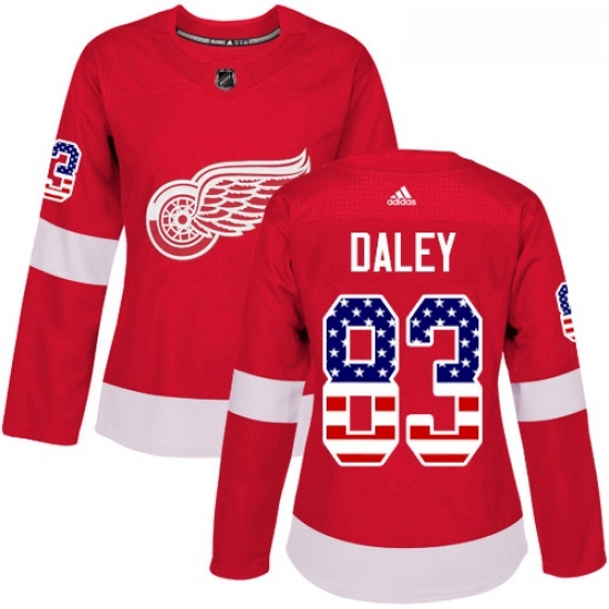 Womens Adidas Detroit Red Wings 83 Trevor Daley Authentic Red USA Flag Fashion NHL Jersey Womens Adidas Detroit Red Wings 83 Trevor Daley Authentic Red USA Flag Fashion NHL Jersey