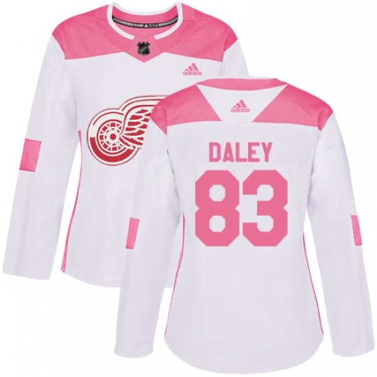 Womens Adidas Detroit Red Wings 83 Trevor Daley Authentic WhitePink Fashion NHL Jersey Womens Adidas Detroit Red Wings 83 Trevor Daley Authentic WhitePink Fashion NHL Jersey