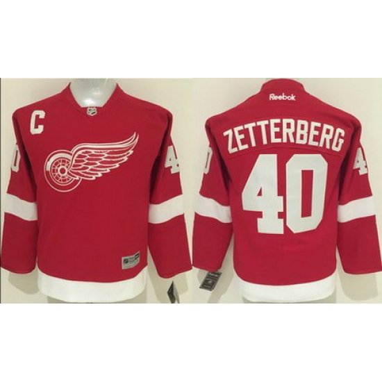 Red Wings #40 Henrik Zetterberg Red Home Stitched Youth NHL Jersey II Red Wings #40 Henrik Zetterberg Red Home Stitched Youth NHL Jersey II