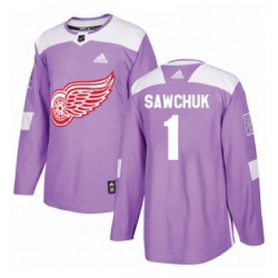 Youth Adidas Detroit Red Wings 1 Terry Sawchuk Authentic Purple Fights Cancer Practice NHL Jersey Youth Adidas Detroit Red Wings 1 Terry Sawchuk Authentic Purple Fights Cancer Practice NHL Jersey