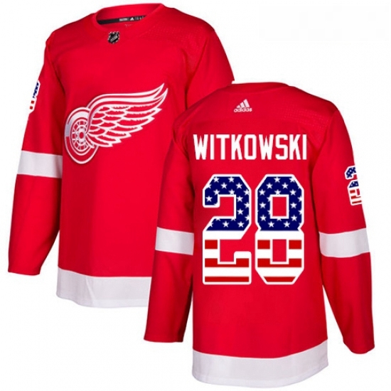 Youth Adidas Detroit Red Wings 28 Luke Witkowski Authentic Red USA Flag Fashion NHL Jersey Youth Adidas Detroit Red Wings 28 Luke Witkowski Authentic Red USA Flag Fashion NHL Jersey