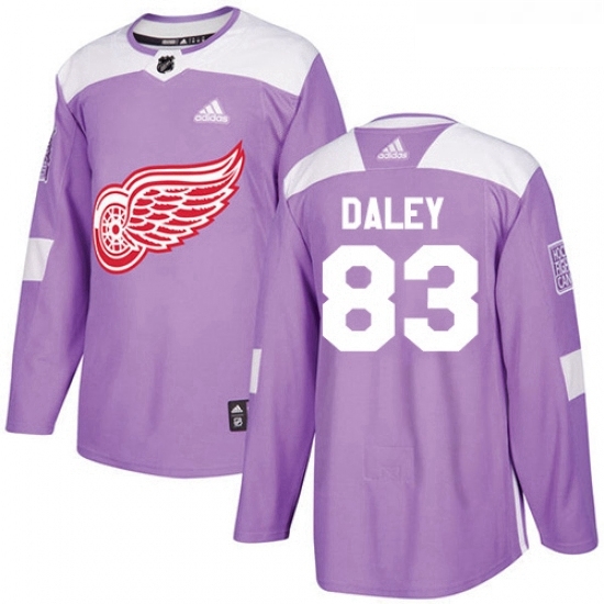 Youth Adidas Detroit Red Wings 83 Trevor Daley Authentic Purple Fights Cancer Practice NHL Jersey Youth Adidas Detroit Red Wings 83 Trevor Daley Authentic Purple Fights Cancer Practice NHL Jersey