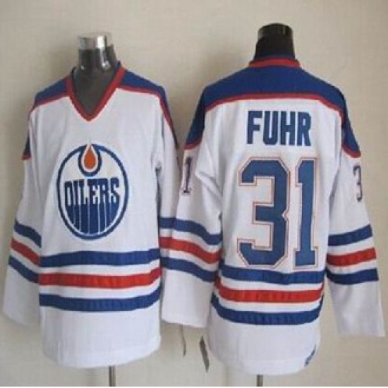 Edmonton Oilers #31 Grant Fuhr White CCM Throwback Stitched NHL Jersey Edmonton Oilers #31 Grant Fuhr White CCM Throwback Stitched NHL Jersey