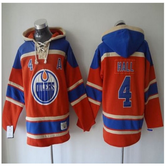 Edmonton Oilers #4 Taylor Hall Orange Sawyer Hooded Sweatshirt Stitched NHL Jersey Edmonton Oilers #4 Taylor Hall Orange Sawyer Hooded Sweatshirt Stitched NHL Jersey