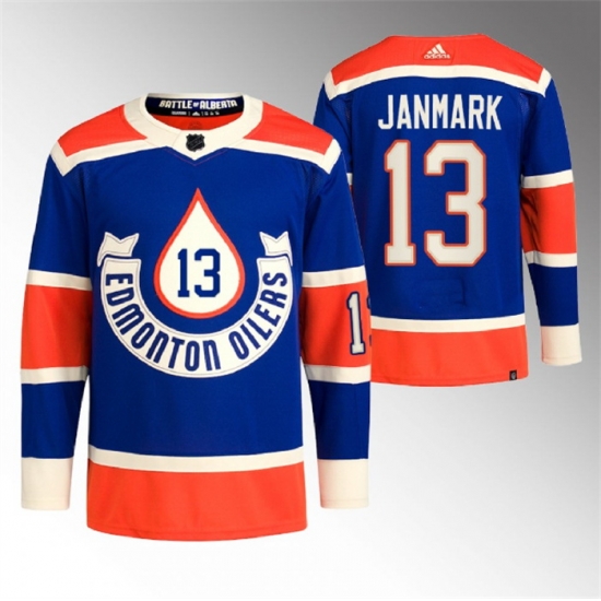 Men Edmonton Oilers 13 Mattias Janmark 2023 Royal Heritage Classic Primegreen Stitched Jersey Men Edmonton Oilers 13 Mattias Janmark 2023 Royal Heritage Classic Primegreen Stitched Jersey